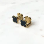 Boucles d'oreilles fleur élégance noir