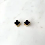 Boucles d'oreilles fleur élégance noir