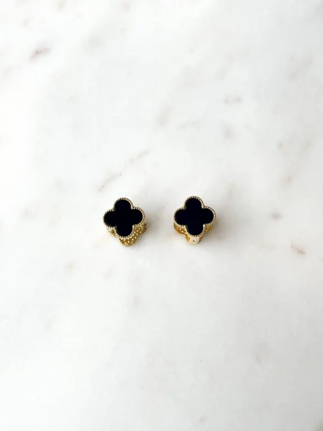 Boucles d'oreilles fleur élégance noir