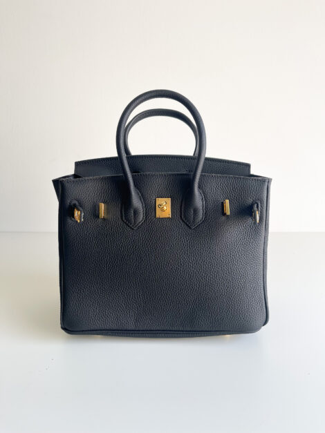 Sac inspiration Birkin 25 cm - Cuir Noir & Finitions dorées
