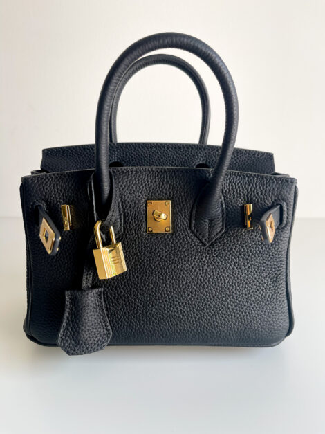 Sac Inspiration Birkin 20 cm – Cuir Noir & Finitions Dorées