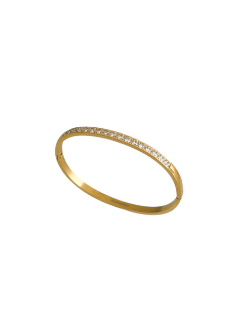 Bracelet jonc doré avec oxydes de zirconium – Bijou élégant en acier inoxydable femme