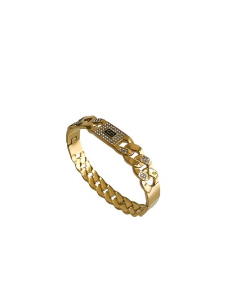 Bracelet Gourmette Femme Doré avec Strass – Acier Inoxydable
