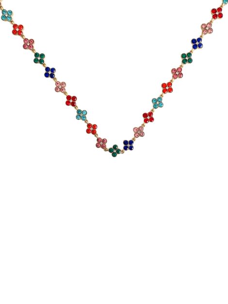 Collier fleur en strass multicolore ou cristal – Élégance florale