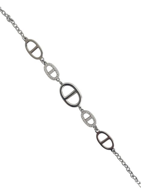 Bracelet Chaîne Maillons Équestres avec Strass – Acier Inoxydable - couleur argent