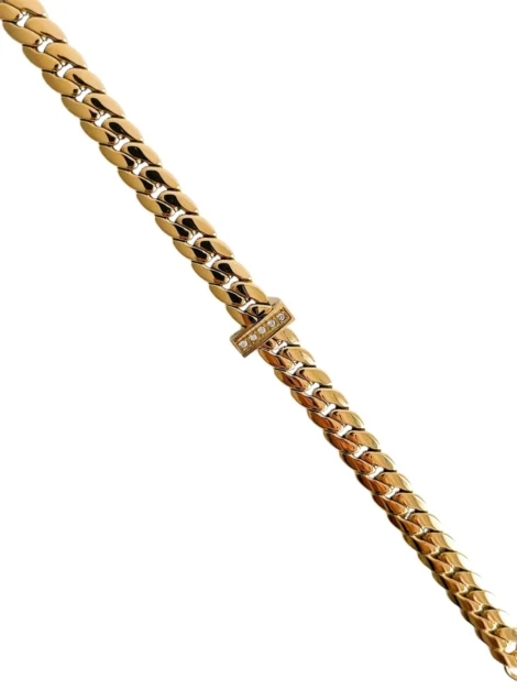 Bracelet Chaîne Dorée Maille Plate avec Détail Strass – Élégance Discrète