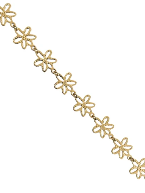 Bracelet doré femme en acier inoxydable avec maillons en forme de fleurs à six pétales – bijou élégant et ajustable