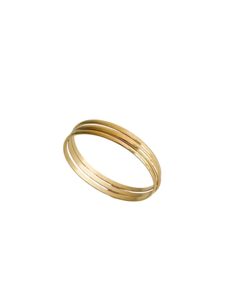 Bracelet jonc doré femme à triple bande – bijou minimaliste en acier inoxydable poli brillant