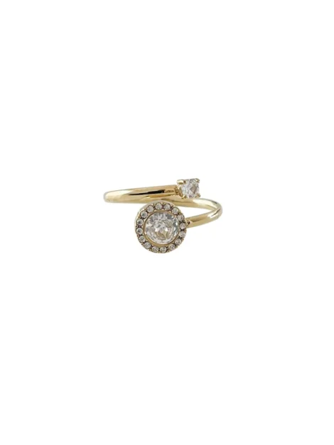 Bague Ouverte Halo Zircon – Acier Inoxydable Doré
