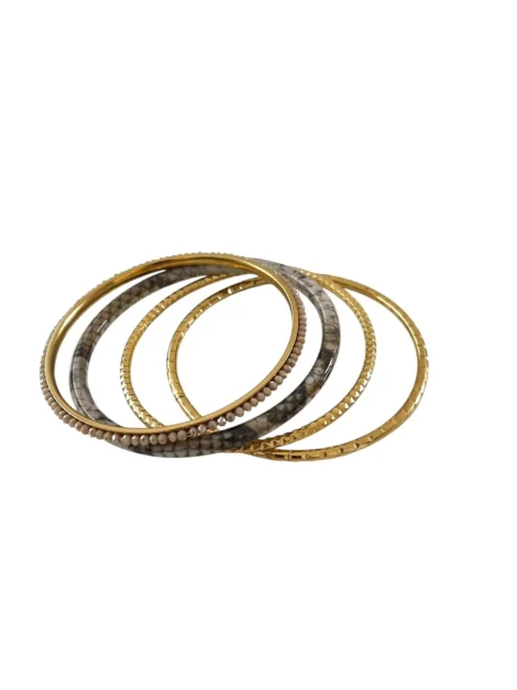 Lot de Bracelets Bangles Marbrés en Acier Inoxydable – Doré et Resine _02
