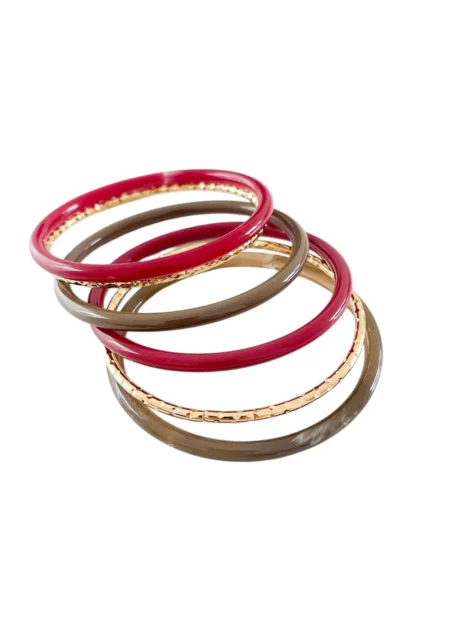 Lot de Bracelets Colorés Rouge, Marron et Doré – Moderne et Élégant_01