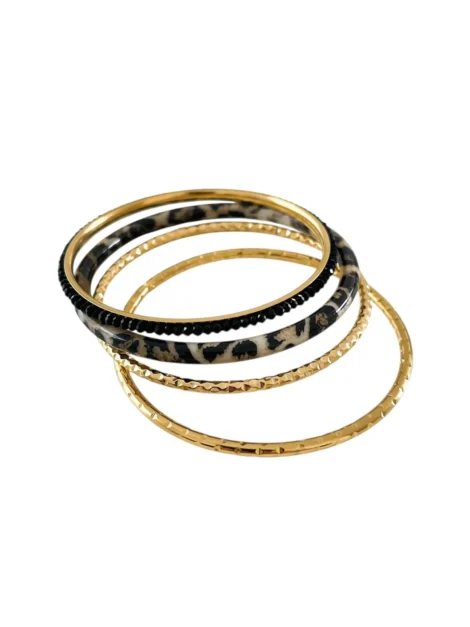 Lot de Bracelets Dorés et Résine Léopard_02