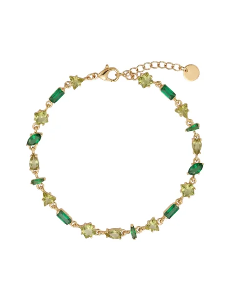 Bracelet doré serti de zircons verts multiformes